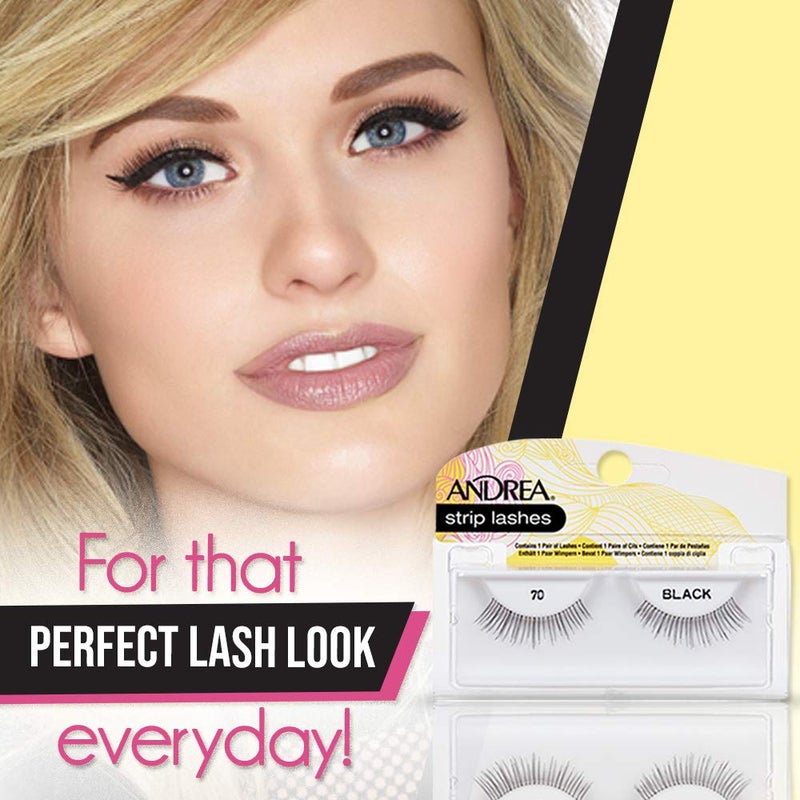 Andrea False Eyelashes Flirty Style 70 - Black, Lightweight, Reusable Strip Lashes for Everyday Wear, 4-Pack - Image 2